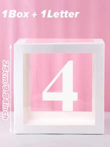 1pc 25cm White Number Transparent Box(Box&Letter), Transparent Balloon Box Gift Box, DIY Free Combination Numbers,Birthday Party Background Decoration Box, 1st Birthday Party Scene Setting Number Box, Babe Shower Decoration, Transparent Balloon Box Gift Box, Gender Reveal Party Decor Balloon Box, Room Decor Balloon Storage Box, Party Background Photography Props, Party Favor