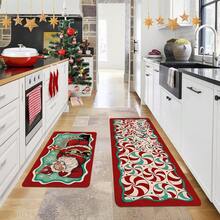 1/2/3 Pcs Thick 0.47 Inch/1.2 Cm Christmas Kitchen Mat Set, Christmas Kitchen Rug Set, Santa Lollipop Pattern, Christmas Kitchen Decor, Suitable For Kitchen, Home Office, Laundry Room, Bathroom, High Quality Flannel Material + Non-Slip Backing - Multicolor - View 8