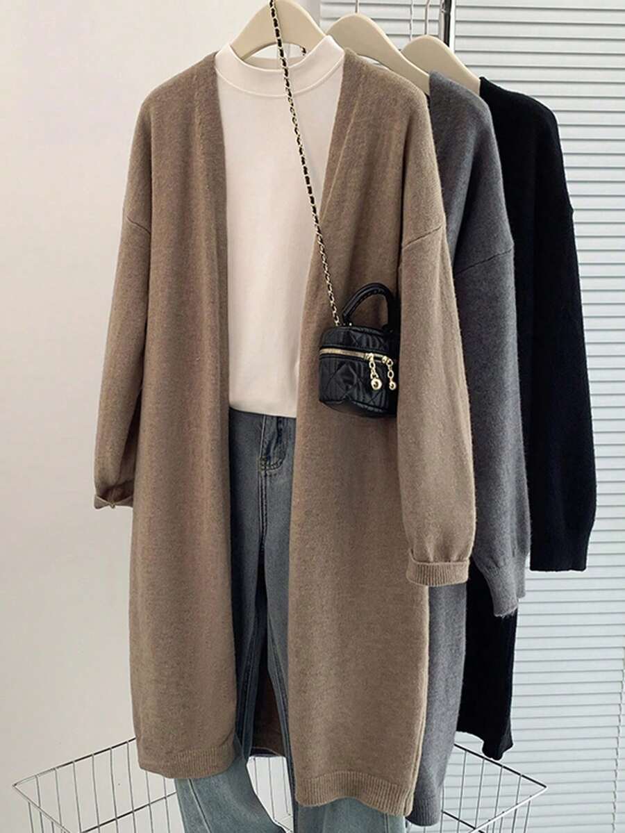 Women's Fall/Winter Oversized Slouchy Soft Knit Cardigan - Mid-Length Cozy Sweater Outerwear