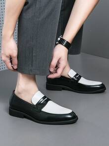 Mens Slip-On Dress Penny Loafer Casual Loafers Shoes For Male Classic Business Work Office Formal Dress Shoes - 黑與白 - 查看 3