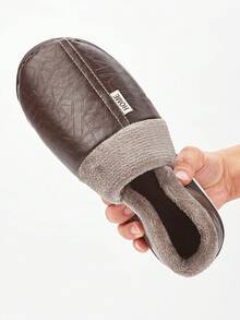 Pmoiste 男士家居拖鞋 保暖舒适 绒面记忆棉室内鞋 冬季防滑柔软男士拖鞋 偏小两码 - 咖啡棕 - 查看 4