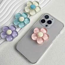 Suporte dobrável para celular em resina transparente com estampa de flor rosa fofa, presente criativo para amigos, design antiderrapante, acessório universal para smartphone, presente para o Dia das Mães ou aniversário. - Multicolorido - Ver 2
