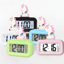 家居装饰 1 件迷你智能闹钟，可爱学生闹钟，创意懒散温度光传感器发光数字时钟，LED 贪睡电子闹钟智能时钟闹钟，房间装饰，家居装饰