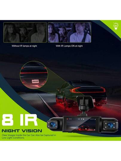 360° Dash Cam Cars, Channle, Front 1080P HD Rear/Left/Right 720P 3.16" IPS Display, Night Vision, Loop Recording, 24H Parking Monitor (G Sensor/Motion Detection), Optional 32GB Memory Card., Vehicle Security Camera, Car Compact Moderne Cam, Construction, Highquality Gsensor Owners, Commuters, Rear Wireles view 11