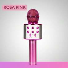 Microfone Ws 858 Karaokê Bluetooth Efeito Voz Modo Gravação  Função Selfie - Pink - Visão 1