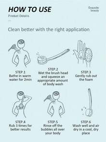 1 件粉色长柄淋浴刷，多功能刷子，用于背部去角质和淋浴清洁 - 彩色 - 查看 8