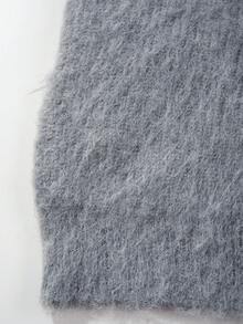 休闲宽松针织条纹不对称纽扣半开衫套头衫上衣，男士，春/秋/冬 - 灰色 - 查看 8