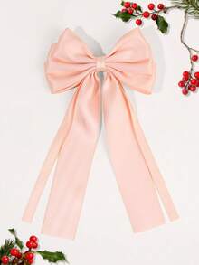 1 دبوس شعر فيونكة ذيل طويل من الساتان للبنات، فيونكة شعر أنيقة بلون صلب مناسبة للاحتفالات والحفلات العائلية والاستخدام اليومي والعطلات، هدية للبنات المراهقات، إكسسوار شعر فينتاج