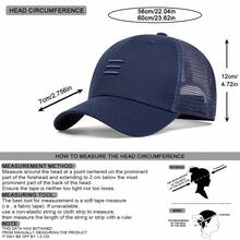 1pc Men's Mesh Baseball Cap With 3 Embroidered Designs, Adjustable For Outdoor, Casual Wear, Suitable For Spring/Summer Travel, Beach, And Party - Navy Blue - View 4