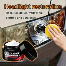 汽车车灯修复抛光修理套件 - 车灯划痕去除剂和氧化黄化清洁剂修复膏，用于车灯组件抛光蜡，恢复前后车灯抛光亮度