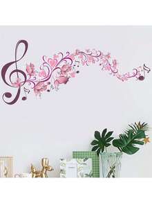 1 件墙贴音乐花朵音符装饰贴纸 PVC 贴纸可移除自粘易撕贴纸家居装饰让您的生活焕然一新节日装饰贴纸生日毕业礼物墙壁装饰房间装饰 - 彩色 - 查看 4