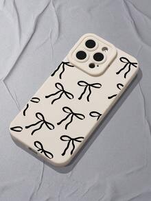 Bow-Knot Simple Bowknot Pattern Liquid Silicone Mobile Phone Case Full-Body Protection Shockproof Anti-Fall TPU Soft Rubber Case Compatible With IPhone