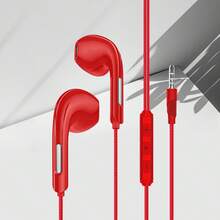 黑/白/红/蓝4色新款3.5mm有线耳机，内置麦克风，音量可调，半入耳式，高清通话，音乐播放，适合学生礼品耳机，跑步运动礼品耳机，兼容/小米/荣耀/Oppo/Vivo/三星/华为等安卓智能手机
