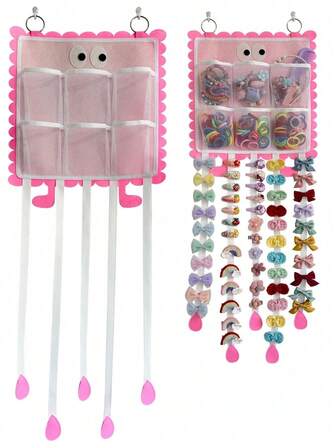 1 件女童发夹头带收纳盒，发夹挂钩收纳，婴儿头带发饰收纳盒收纳壁挂装饰适用于育儿室幼儿女孩房间墙壁门衣柜发夹收纳盒，婴儿生日礼物婴儿洗澡礼物