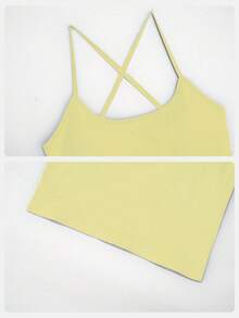 MFVIM 女士无缝运动吊带背心，高弹力运动文胸，适合日常户外跑步和锻炼 - Butter Yellow - 查看 9