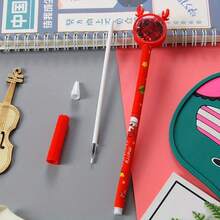 1 pieza Bolígrafo decorativo de alta calidad con brillo, bolígrafo de tinta negra con forma de ciervo y gato de plástico - Para estudiantes, oficina, diario | Diseño colorido | Bolígrafo temático navideño único, útiles de oficina y escolares, gran regalo para estudiantes, varios estilos, escritura suave, caligrafía clara, regalo navideño