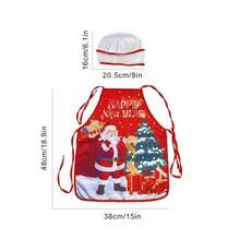2PCS Christmas Apron Chef Costume & Baking Set – Funny Santa Claus Cooking Aprons For Adults & Kids, Hat, Cooking Tools, Adjustable Kitchen Chef Apron For Baking, BBQ, Cleaning, Xmas Party & Holiday Gifts - Multicolor - View 8