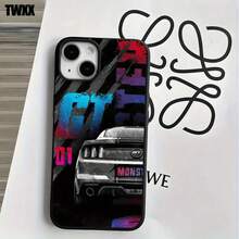 Fundas y carcasas protectoras para phone con diseño de pintura trasera de coche negro y orificios grandes. Compatibles con phone 16 Pro Max, 16, 15 Pro, 14, 14 Plus/14 Pro Max, 13, 13 Pro, 12 Pro, 11/11 Pro. Regalos para cumpleaños y festividades - Negro - Ver 8