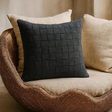 Macrame Cotton Ribbon Cushion Cover Boho Chic Rustic Trance Modern 45CM X 45CM - Black - View 3