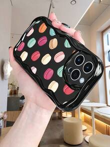Funda de macarrones coloridos, diseño anti caídas, antichoque y resistente a arañazos, Compatible con iPhone 16ProMax/16E/16Pro/16Plus/16/15ProMax/15Pro/15Plus/15/14ProMax/14Pro/14Plus/14/13ProMax/13Pro/13/13Mini/12ProMax/12Pro/12/12Mini/11ProMax/11Pro/11/XSMAX/XR/X - Negro - Ver 3