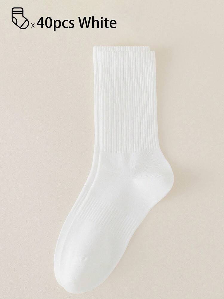 40pcs/30pcs/24pcs Unisex Comfortable Sports Crew Socks, Men's Long Socks For Sports And Training, Women's Long Socks For Casual And Business Wear, Antibacterial, Soft, Black And White, Odor-Resistant, Moisture-Wicking, Lightweight And Comfortable, Suitable For Autumn/Winter, 20pcs/10pcs/8pcs/6pcs/4pcs/2pcs Pack, Autumn - Multicolor - View 62