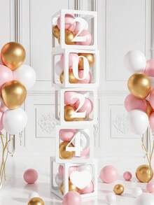 1pc 25cm White Number Transparent Box(Box&Letter), Transparent Balloon Box Gift Box, DIY Free Combination Numbers,Birthday Party Background Decoration Box, 1st Birthday Party Scene Setting Number Box, Babe Shower Decoration, Transparent Balloon Box Gift Box, Gender Reveal Party Decor Balloon Box, Room Decor Balloon Storage Box, Party Background Photography Props, Party Favor