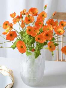 1 pieza/2 piezas Amapola artificial, de 59 cm de largo, con 4 flores, de estilo simple y moderno, se puede doblar y no se desvanece - Usado para pared de flores DIY, diseño de escena, arreglo floral de jarrón para sala de estar y dormitorio, boda, fiesta, decoración del hogar, relleno de escritorio, decoración de habitación