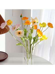 1 pieza/2 piezas Amapola artificial, de 59 cm de largo, con 4 flores, de estilo simple y moderno, se puede doblar y no se desvanece - Usado para pared de flores DIY, diseño de escena, arreglo floral de jarrón para sala de estar y dormitorio, boda, fiesta, decoración del hogar, relleno de escritorio, decoración de habitación