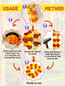 2PCS/3PCS/4PCS/6PCS/8PCS 万寿菊花环用于装饰，5 英尺长红黄色人造万寿菊花串排灯节装饰用于 Pooja、婚礼、家居装饰 - Red Yellow - 查看 4