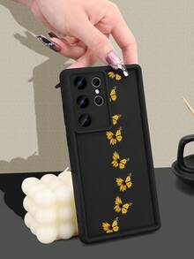 Cute Yellow Butterfly Pattern Protective Phone Case For Women Minimalist Aesthetic Design Shockproof Cover Compatible With Samsung Galaxy S25Ultra/S25Plus/S25/S24Ultra/S24Plus/S24/S24FE/S23Ultra/S23Plus/S23/S22Ultra/S22Plus/S22 - Cà phê nâu - Xem 7