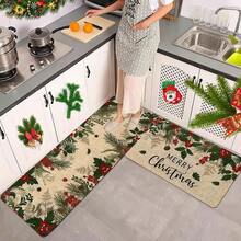 1/2/3 件装加厚 0.47 英寸/1.2 厘米圣诞厨房地垫套装 - 圣诞装饰，一品红图案，防滑记忆海绵底，适用于厨房、家庭办公室、洗衣房、浴室装饰 - 彩色 - 查看 8