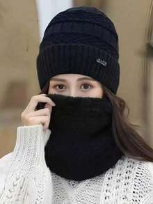 2pcs Pleated Knit Hat And Gloves Set For Women, Solid Color, Comfortable And Warm For Outdoor Use In Autumn/Winter, Fashion Versatile Knitted Beanie And Gloves Set, Suitable For Skiing, Cycling, Fishing, Commuting, Ideal Gift Accessories For Winter