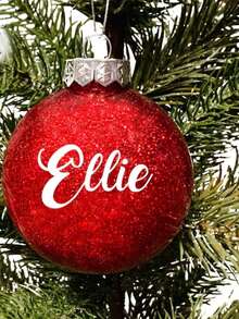 1pc Personalized Glitter Christmas Ball Ornament With Snowflake, Custom Name/Surname Christmas Decoration Gift - Multicolor - View 9