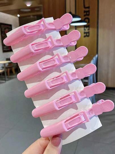 6pcs Solid Color Salon Styling Alligator Clips, Non-Slip Plastic Hair Styling Sectioning Clips, Duck Mouth Side Hair Clips Suitable For Hairstylists And Makeup Artists, Home Hairstyling | Essential Black Hair Clips, Salon Accessories