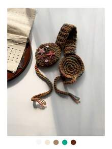 1 chiếc bịt tai len dệt kim buộc dây họa tiết ngôi sao và nơ Y2K dành cho nữ, băng đô giữ ấm tai dệt kim cho mùa thu/đông, bịt tai màu trắng - Nhiều màu - Xem 10