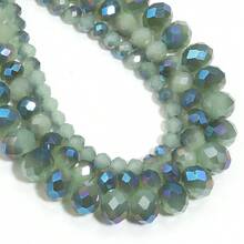 1 pieza de cuentas de cristal facetado de vidrio verde semielectroplateado de 4 mm/6 mm/8 mm, moda clásica de colores brillantes para hacer joyas, decoración navideña, manualidades, pendientes, pulseras, tobillos, collares, decoración de árbol de Navidad, decoración festiva, decoración de boda, decoración de ventanas, accesorios de ropa y bolsos