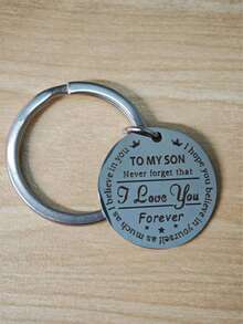1 Piece Of Cross - Border New "TO MY SON" Engraved Stainless Steel Keychain. Presented With Simple And Exquisite Stainless Steel Material And A Heartwarming Engraved Design, It Symbolizes Parents' Love And Expectations For Their Children, As Well As The Warmth And Bond Of Family Affection. Suitable As A Gift For Sons Or Daughters,
