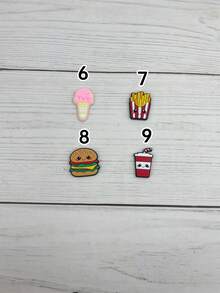 1 Conjunto de 9 Peças de Encantos com Padrão de Comida Fofa para Sandálias, Pulseiras, Chinelos, Decoração de Telefone, Adequado para Casais, Presentes de Aniversário e Feriados