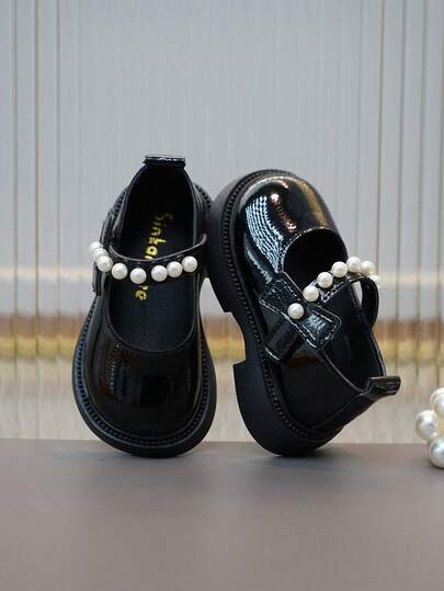 2pcs Girls' Leather Shoes, British Style Baby Shoes, New Spring/Autumn Princess Shoes, Soft Sole Little Girl Flats