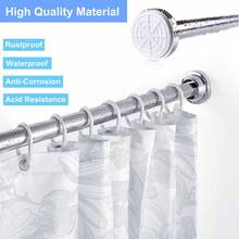 MCSWKEY Barra de Cortina Baño, Barra de Cortina de Ducha Extensible 60-100cm, 304 Acero Inoxidable de Antideslizante, Barra Telescópica Sin Taladrar, Extensible Varilla de Cortinas para Armario, Baño - 1 - Ver 1