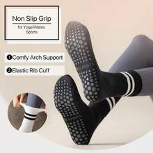 8 Pares Calcetines de Pilates y Yoga para Mujer, Calcetines Antiderrapantes Mujer Ropa Deportiva - 1 - Ver 2