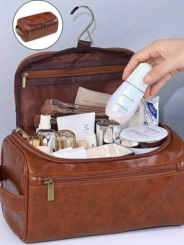PU Leather Waterproof Cosmetic Bag, Multi-Function Travel Storage Bag,Lightweight Toiletries Cosmetic Bag, Cosmetic Storage Bag, Large Capacity Makeup Bag,Handheld Cosmetic Storage Bag, Hanging Travel Storage Bag ,Travel Essentials, Cruise Essentials, Dormitory Essentials, Valentine's Day Gifts, Wedding Bridesmaid Gifts, Birthday Gifts, Friends And Teacher Gifts, Mom Gifts, Christmas Gifts, Halloween Gifts