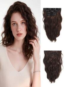Clip In Hair Extensions 4 PCS/Set 12 Inch Short Water Wave Hair Extension For Women Heat-ResistantSynthetic Hair Extensions Hairpieces