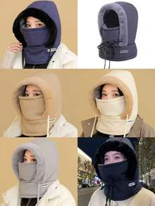 1 件男女通用时尚个性化多功能街头风格防风保暖户外骑行拉法帽滑雪面罩围巾无檐帽，冬季厚保暖内衬