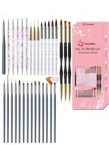 35/31pcs Professional Nail Art Brush Set - 3D Gel Brushes, Acrylic Brushes, Salon-Grade Nail Tools, Suitable For Home Manicure And Salon Use