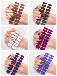 48/96/128/192片装多巴胺美甲贴纸套装，包含粉色、黑色、白色、红色、蓝色、绿色等多种颜色，闪光美甲贴纸，DIY全套美甲贴纸，按压式美甲贴纸，渐变闪光美甲贴纸，持久耐用，适合日常、圣诞节、新年、派对等场合，快速轻松地打造美丽惊艳的美甲造型。（注意：本产品不适用于UV固化） - 彩色 - 查看 42