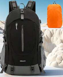 Mochila Senderismo, Mochilas Impermeable de 50L Gran Capacidad, Mochila de Camping para Hombre y Mujer, Mochilas con Múltiples Bolsillos para Montañismo, Escalada, Viaje al Aire Libre - Negro - Ver 2