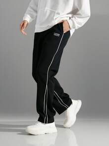 1pc Boys' Casual Straight Leg Pants, Lightweight Comfortable Trousers With Simple Design, Fashionable For Spring & Autumn - Black - View 2