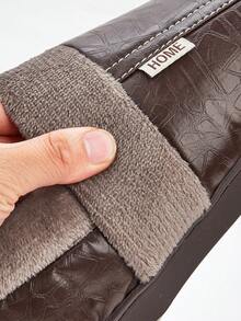 Pmoiste 男士家居拖鞋 保暖舒适 绒面记忆棉室内鞋 冬季防滑柔软男士拖鞋 偏小两码 - 咖啡棕 - 查看 3