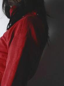 红色夹克，休闲街头风立领纽扣外套，时尚新年穿搭，Y2K美学，秋冬春季 - 紅色 - 查看 3